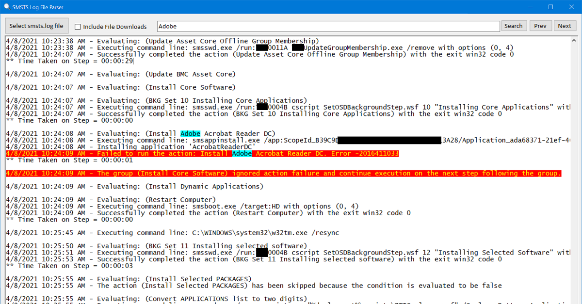 SMSTS Log Parser Tool